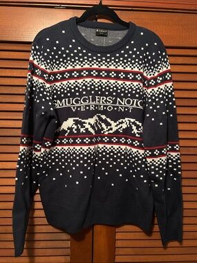 NWT Locale Navy Fair Isle 'Smugglers' Notch Vermont' Crewneck Nordic Sweater M